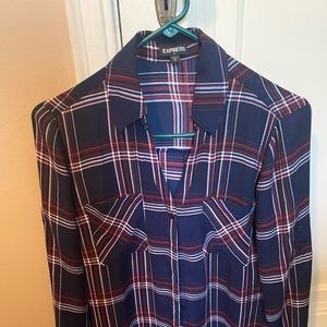 Express Plaid Portofino blouse